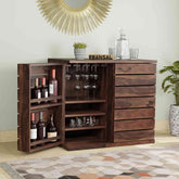 Feelinn Solid Sheesham Wood Bar Cabinet (Walnut Finish)
